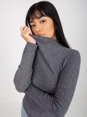 Pulover dama asimetric gri - pulovere