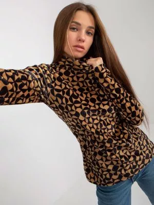 Bluza dama cu imprimeu din catifea bej - bluze