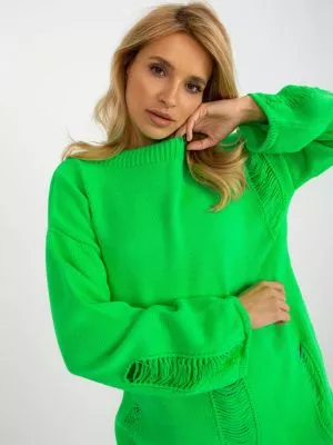 Pulover dama supradimensionata verde - pulovere