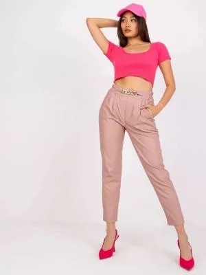 Pantaloni dama piele ecologica roz - pantaloni scurti