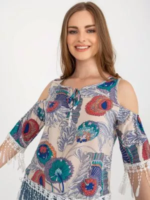 Bluza dama cu imprimeu bej - bluze