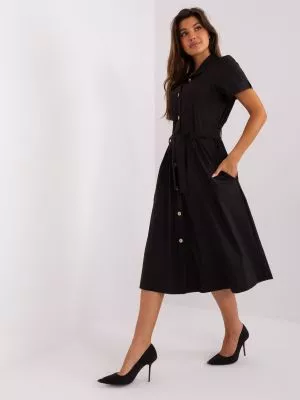 Rochie tip camasa negru - rochii de zi