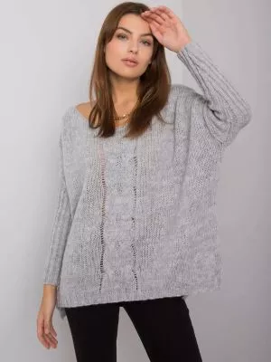 Pulover dama supradimensionata gri - pulovere