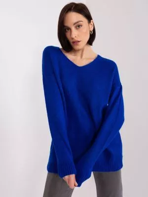 Pulover dama supradimensionata albastru - pulovere