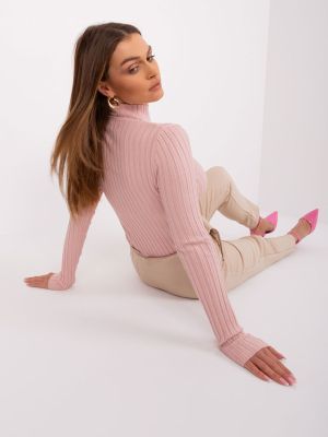 Pulover dama cu guler roz - pulovere