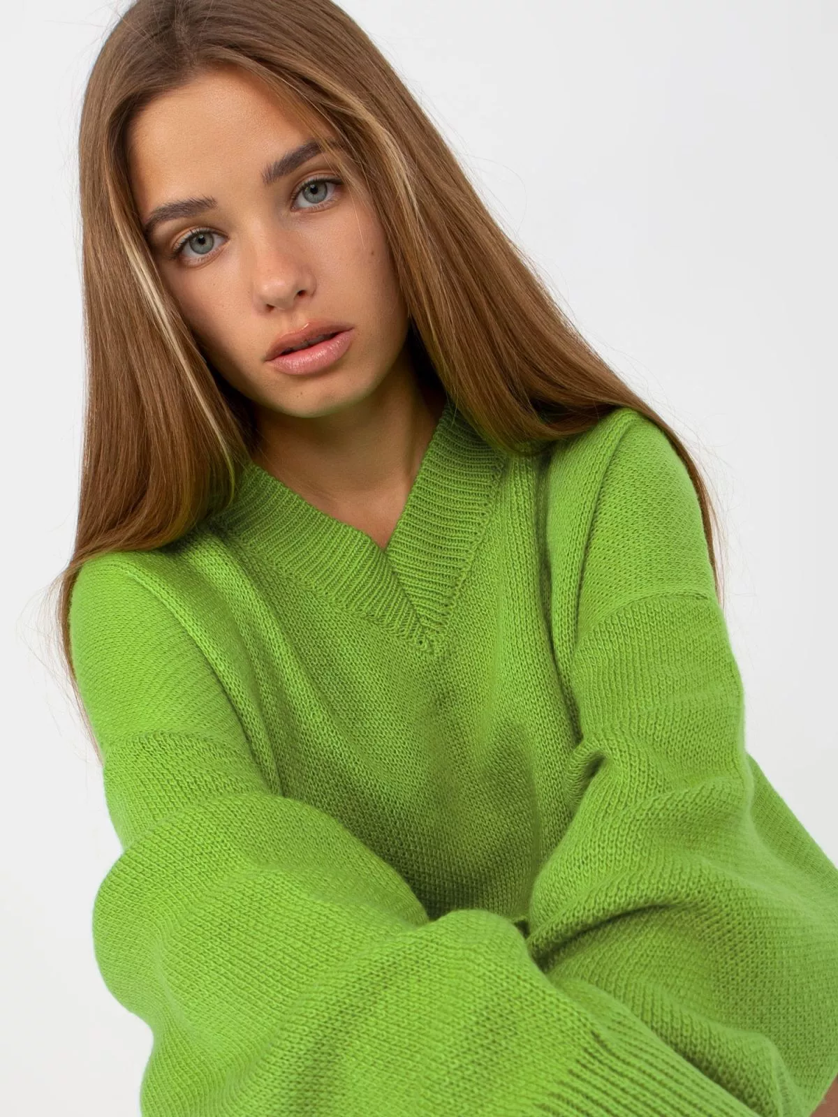 Pulover dama tricotat verde - pulovere