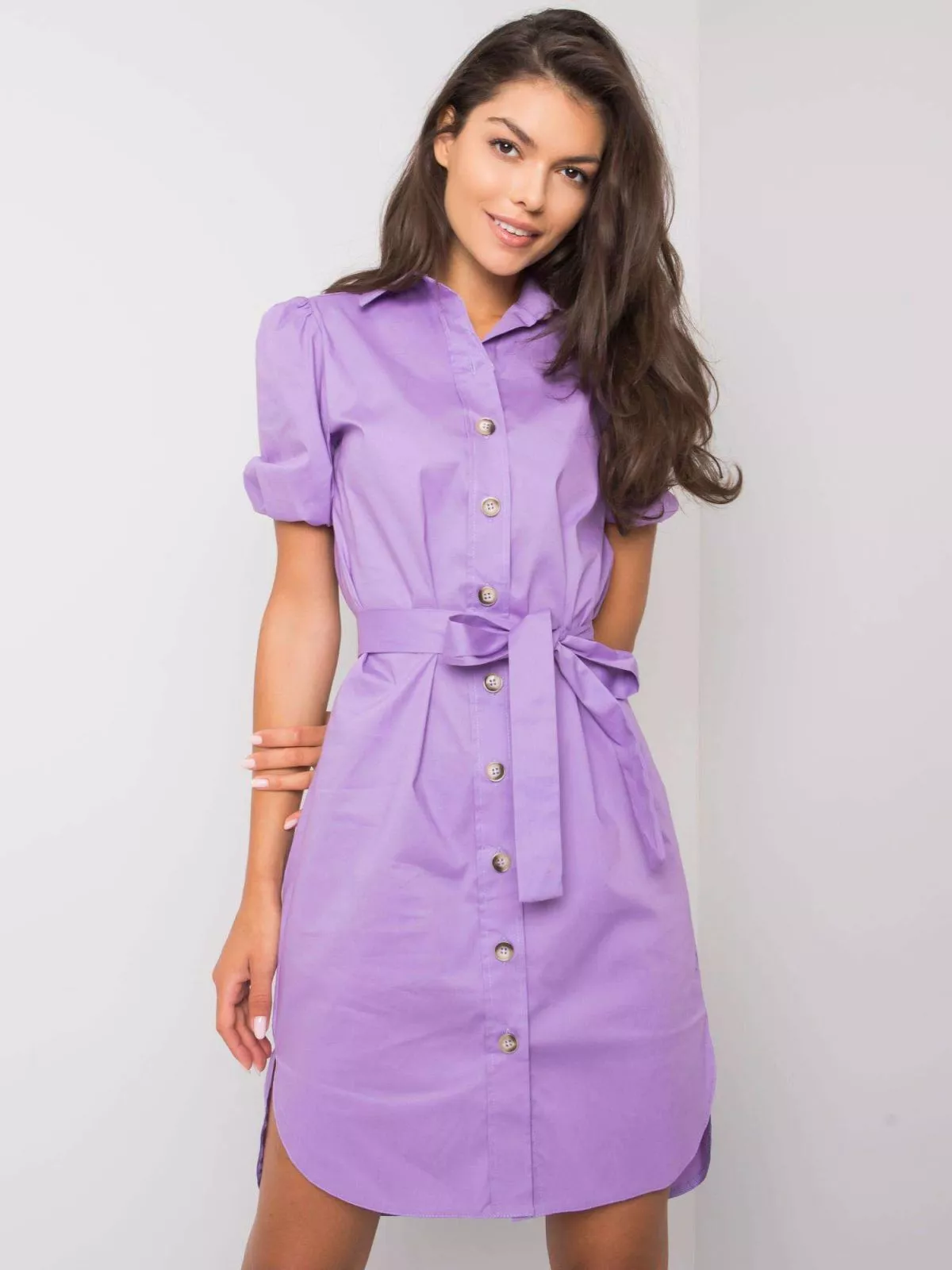 Rochie tip camasa violet - rochii de zi