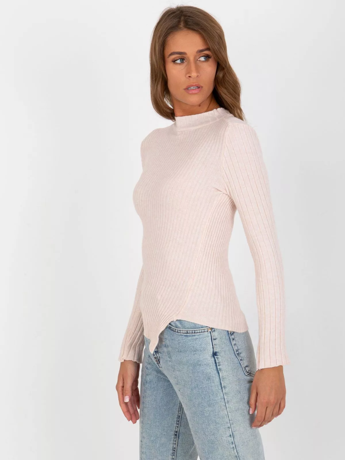 Pulover dama asimetric roz - pulovere