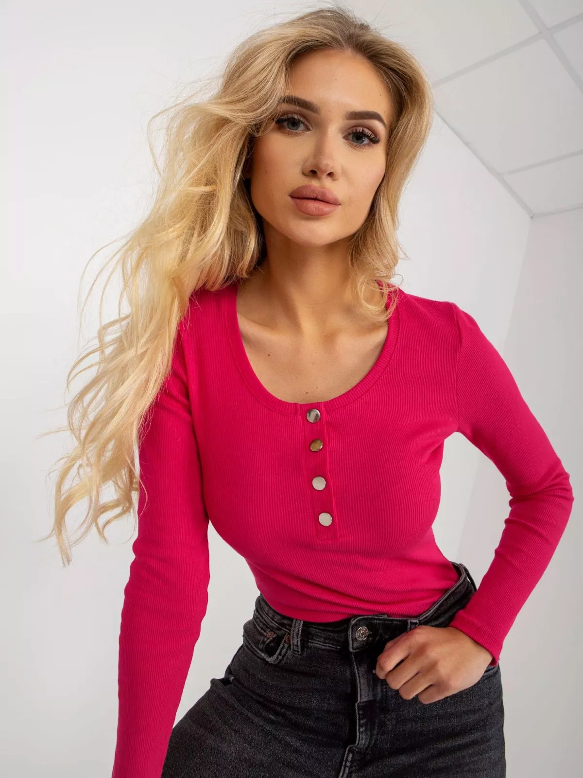 Bluza dama cu maneca lunga roz - bluze