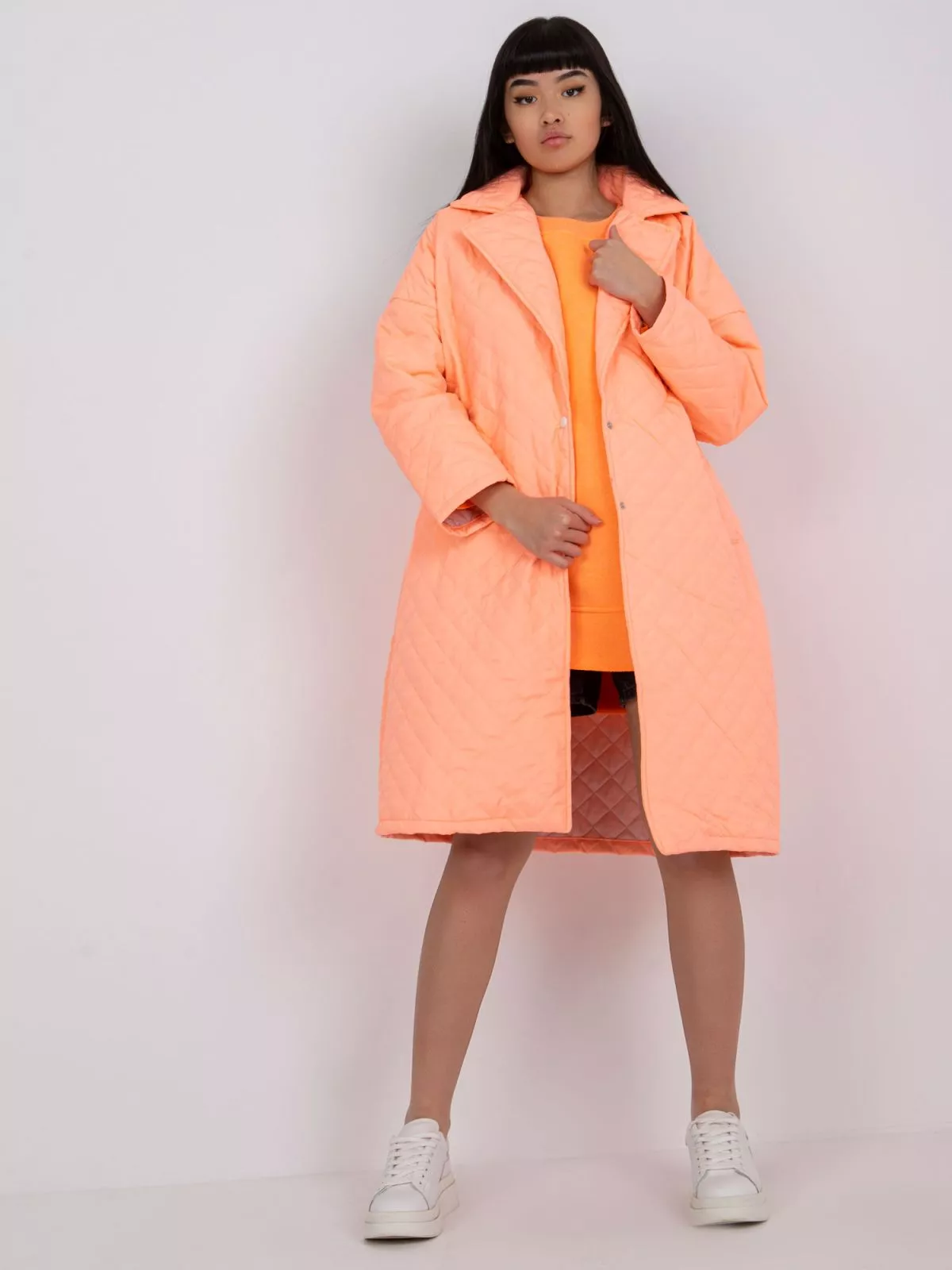 Palton dama tranzitie primavara/toamna portocaliu - paltoane