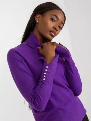 Pulover dama cu guler violet - pulovere