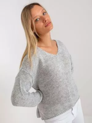 Pulover dama supradimensionata gri - pulovere