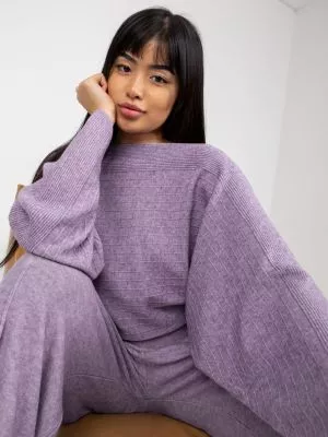Pulover dama supradimensionata violet - pulovere