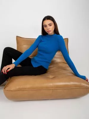 Pulover dama asimetric albastru - pulovere