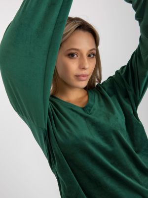 Bluza dama cu maneca lunga din catifea verde - bluze