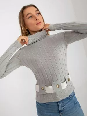 Pulover dama cu guler gri - pulovere