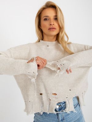Pulover dama asimetric bej - pulovere