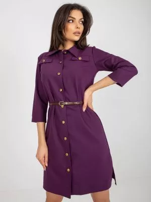 Rochie tip camasa violet - rochii de zi