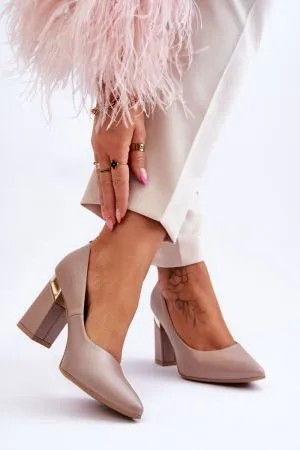 Pantofi cu toc bej Step in style - pantofi cu toc