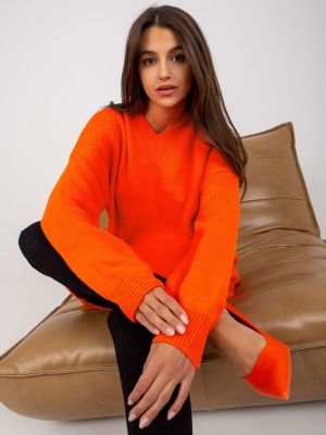 Pulover dama tricotat portocaliu - pulovere