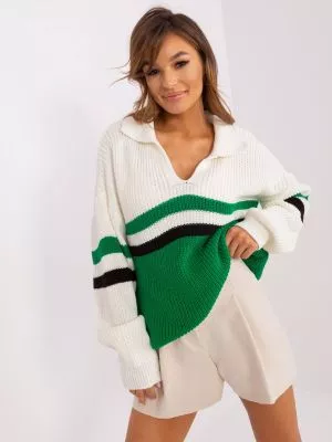 Pulover dama supradimensionata verde - pulovere