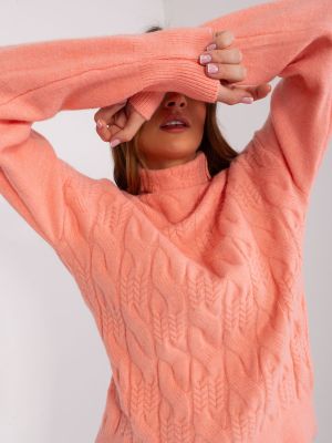 Pulover dama cu guler portocaliu - pulovere
