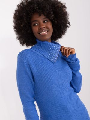 Pulover dama cu guler albastru - pulovere
