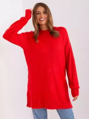 Pulover dama supradimensionata rosu - pulovere