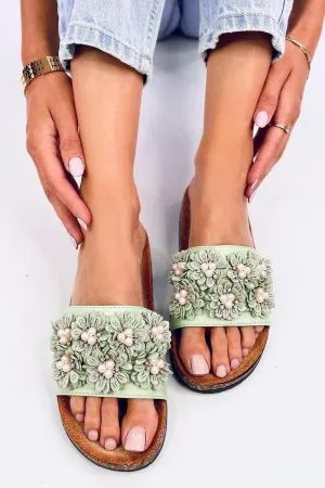 Papuci dama verde Inello - papuci dama