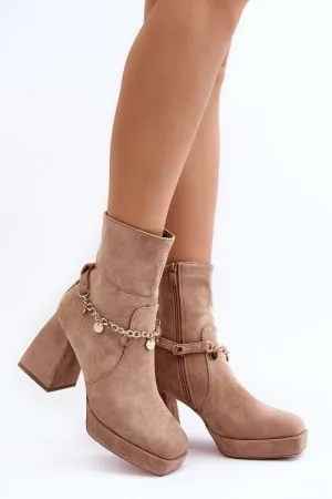 Botine dama bej Step in style - botine dama