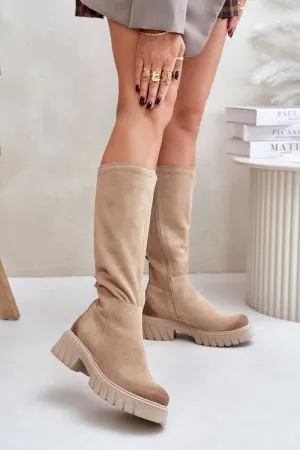 Cizme dama bej Step in style - cizme dama