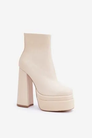 Botine dama bej Step in style - botine dama