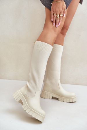 Cizme dama bej Step in style - cizme dama