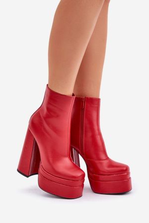 Botine dama rosu Step in style - botine dama