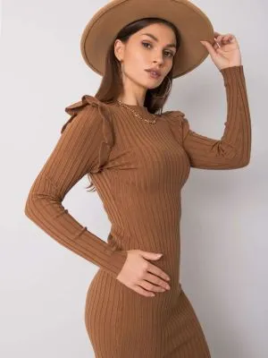 Rochie de zi tricotata maro - rochii de zi