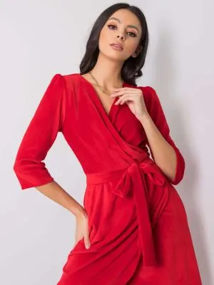 Rochie de zi casual din catifea rosu - rochii de zi