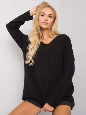 Pulover dama supradimensionata negru - pulovere