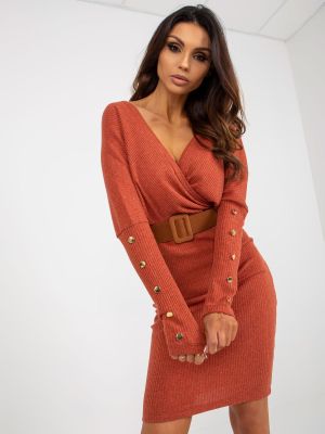Rochie de zi tricotata portocaliu - rochii de zi