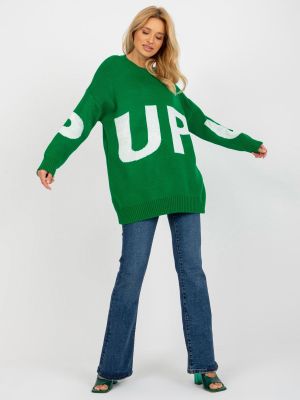Pulover dama supradimensionata verde - pulovere