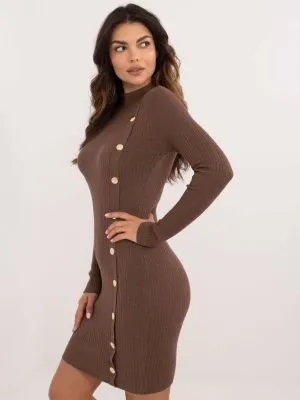 Rochie de zi tricotata maro - rochii de zi