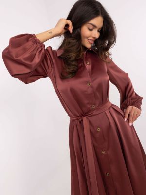 Rochie tip camasa maro - rochii de zi