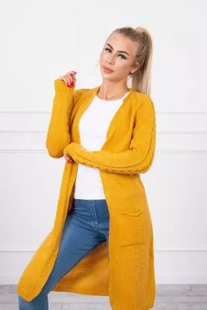 Cardigan dama galben - cardigane