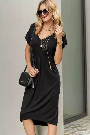 Rochie de zi asimetrica  negru - rochii de zi