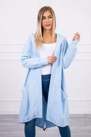 Cardigan dama cu gluga  albastru - cardigane