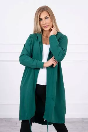 Cardigan dama cu gluga  verde - cardigane