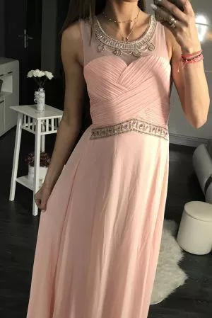 Rochie de seara lunga roz Eva - rochii de seara