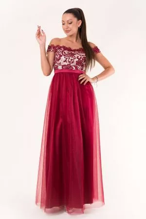 Rochie de seara lunga rosu Abigail - rochii de seara