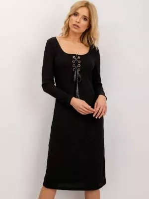 Rochie de zi tricotata negru - rochii de zi