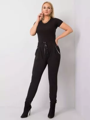 Pantaloni trening dama plus size negru - pantaloni
