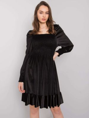 Rochie de zi casual din catifea negru - rochii de zi